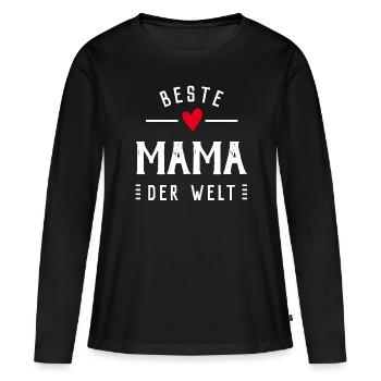 BESTE MAMA DER WELT MUTTERTAG MUTTERTAGSGESCHENK - Frauen Premium Bio Langarmshirt - Schwarz - Vorne - Julia (174cm)