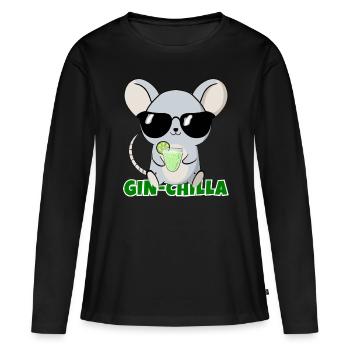 Gin Chinchilla Gin- - Frauen Premium Bio Langarmshirt - Schwarz - Vorne - Julia (174cm)