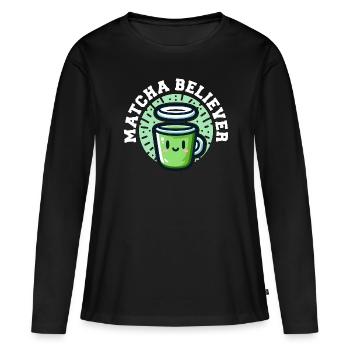 CROYANT AU MATCHA - T-shirt manches longues Premium bio Femme - noir - Devant - Julia (174cm)