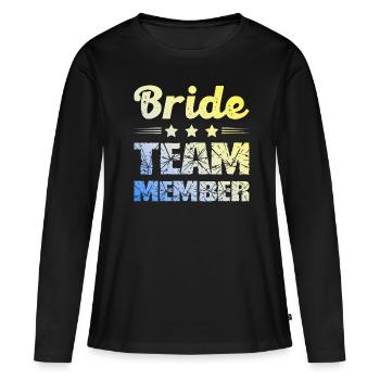 Équipe de la mariée - T-shirt manches longues Premium bio Femme - noir - Devant - Julia (174cm)