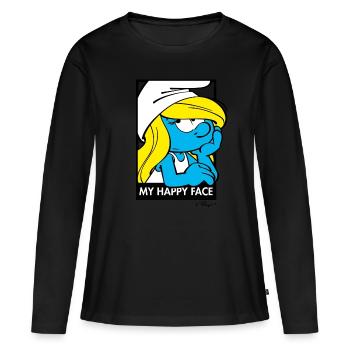 Les Schtroumpfs La Schtroumpfette My Happy Face - T-shirt manches longues Premium bio Femme - noir - Devant - Julia (174cm)
