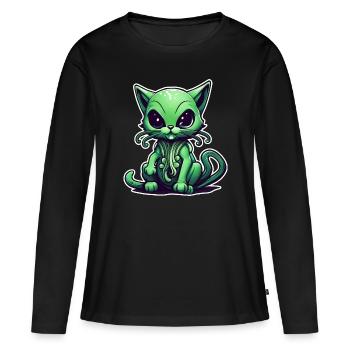 Les chats sont des extraterrestres - T-shirt manches longues Premium bio Femme - noir - Devant - Julia (174cm)