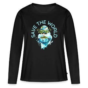 Sauvez le monde | changement climatique, CO2, Terre, environnement - T-shirt manches longues Premium bio Femme - noir - Devant - Julia (174cm)
