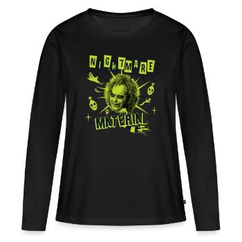 Beetlejuice 2 Nightmare Material Mit Totenköpfen - Frauen Premium Bio Langarmshirt - Schwarz - Vorne - Julia (174cm)