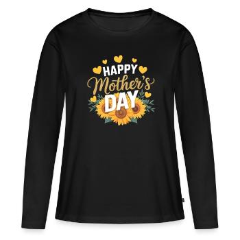 Happy Mother’s Day Sunflower Hearts Design - T-shirt manches longues Premium bio Femme - noir - Devant - Julia (174cm)