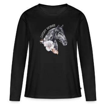 Horse + Rider: Lucky Horse - Women's Premium Organic Long Sleeve Shirt - black - Front - Julia (174cm)