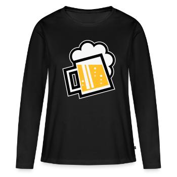 Chope à bière bavaroise (bière / chope à bière / L / \ / 3C) - T-shirt manches longues Premium bio Femme - noir - Devant - Julia (174cm)