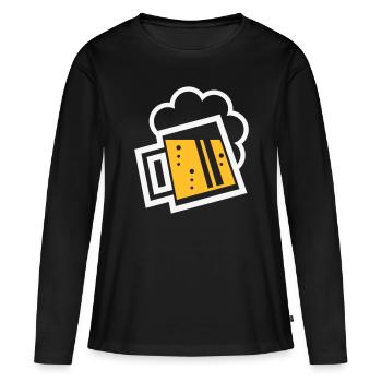 XBayrischer Bierkrug (bière / chope de bière) - T-shirt manches longues Premium bio Femme - noir - Devant - Julia (174cm)
