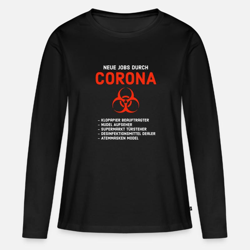Corona Virus - Neue Berufe - Frauen Premium Bio Langarmshirt - Schwarz