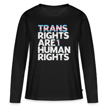 Les droits des personnes trans sont des droits de la personne - T-shirt manches longues Premium bio Femme - noir - Devant - Julia (174cm)