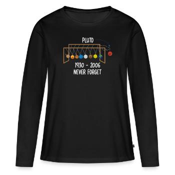 N'oubliez jamais le cadeau RIP Pluto Planet Space de RIP - T-shirt manches longues Premium bio Femme - noir - Devant - Julia (174cm)
