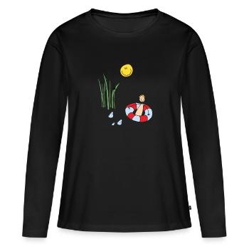 Plaisir de baignade - T-shirt manches longues Premium bio Femme - noir - Devant - Julia (174cm)