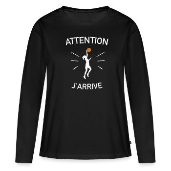 basketball femme idée cadeau - T-shirt manches longues Premium bio Femme - noir - Devant - Julia (174cm)