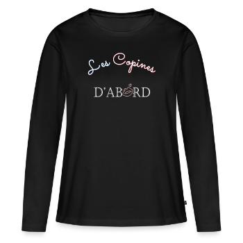 Les copines d'abord ! - T-shirt manches longues Premium bio Femme - noir - Devant - Julia (174cm)