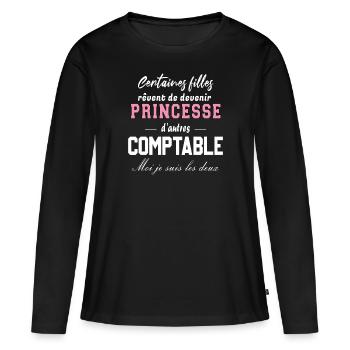 Princesse comptable - T-shirt manches longues Premium bio Femme - noir - Devant - Julia (174cm)