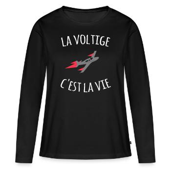La voltige c'est la vie - T-shirt manches longues Premium bio Femme - noir - Devant - Julia (174cm)