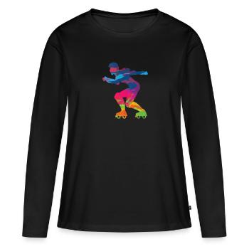 Patins en ligne patinage roller roller - T-shirt manches longues Premium bio Femme - noir - Devant - Julia (174cm)