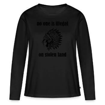 Blanc amérindien - T-shirt manches longues Premium bio Femme - noir - Devant - Julia (174cm)