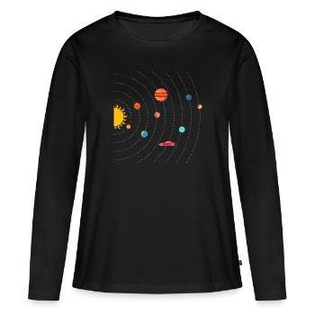 Tesla dans Space Solar System SpaceX - T-shirt manches longues Premium bio Femme - noir - Devant - Julia (174cm)