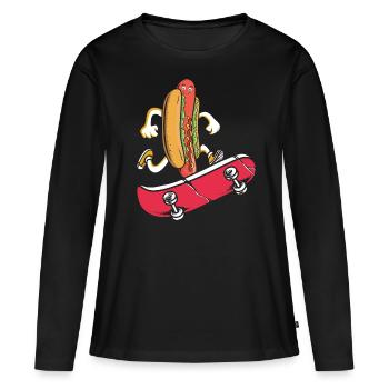 Hot Dog Skateboarder Skateboard skateboard skateboard - T-shirt manches longues Premium bio Femme - noir - Devant - Julia (174cm)
