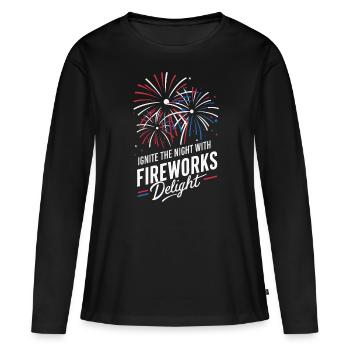 Pyrotechnie Feux d’artifice Pyrotechnie - T-shirt manches longues Premium bio Femme - noir - Devant - Julia (174cm)