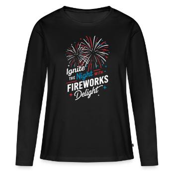 Pyrotechnie Feux d’artifice Pyrotechnie - T-shirt manches longues Premium bio Femme - noir - Devant - Julia (174cm)