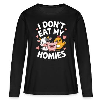 Végétarien Végétalien Végétarien Végétarien - T-shirt manches longues Premium bio Femme - noir - Devant - Julia (174cm)