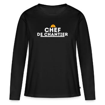 Chef de chantier. cadeau chef de chantier travaux - T-shirt manches longues Premium bio Femme - noir - Devant - Julia (174cm)