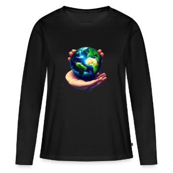 Terre protéger - T-shirt manches longues Premium bio Femme - noir - Devant - Julia (174cm)