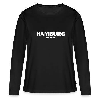 Hambourg - T-shirt manches longues Premium bio Femme - noir - Devant - Julia (174cm)