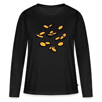 Pièces d’or Pièces d’or - Gold Rush Gold Rain - T-shirt manches longues Premium bio Femme - noir - Devant - Julia (174cm)