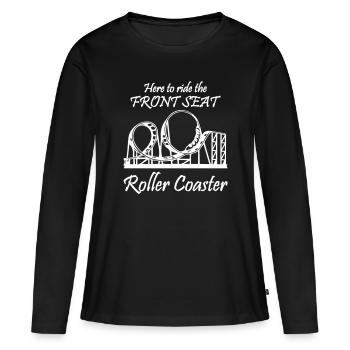 Ici pour monter les montagnes russes avant - T-shirt manches longues Premium bio Femme - noir - Devant - Julia (174cm)