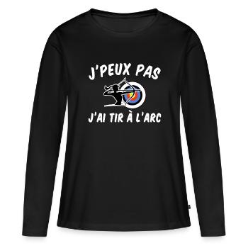 J'Peux Pas J'ai Tir à l'Arc Cadeau Archer Femme - T-shirt manches longues Premium bio Femme - noir - Devant - Julia (174cm)