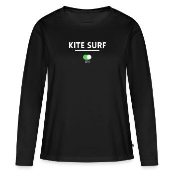 kite surf. cadeau kitesurf kite - T-shirt manches longues Premium bio Femme - noir - Devant - Julia (174cm)
