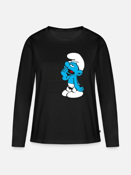 Les Schtroumpfs Le Schtroumpf Paresseux - Premium økologisk langærmet T-shirt til kvinder - sort