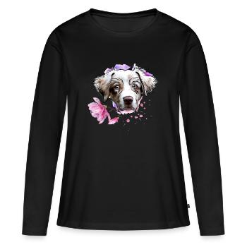 Aussie - T-shirt manches longues Premium bio Femme - noir - Devant - Julia (174cm)