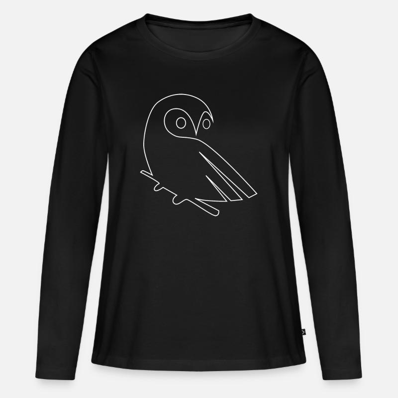 Eule - Frauen Premium Bio Langarmshirt - Schwarz