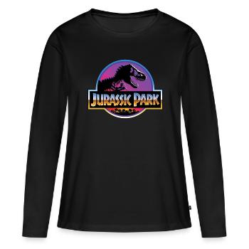 Jurassic Park Logo Violet Et Bleu - T-shirt manches longues Premium bio Femme - noir - Devant - Julia (174cm)