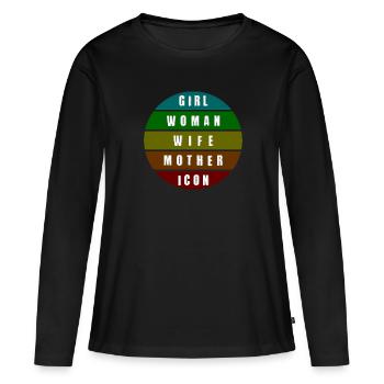 Mode de vie féminin - T-shirt manches longues Premium bio Femme - noir - Devant - Julia (174cm)