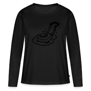 Grasmaaier tuinieren papa superdad - Vrouwen Premium Bio shirt met lange mouwen - zwart - Voor - Julia (174cm)