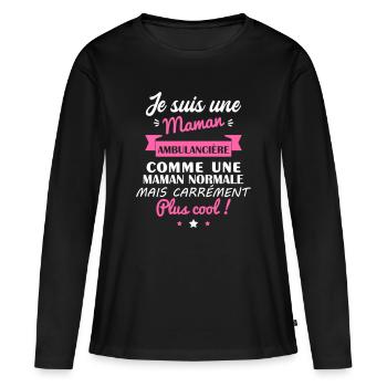 maman ambulancière, cadeau fête des mères - T-shirt manches longues Premium bio Femme - noir - Devant - Julia (174cm)