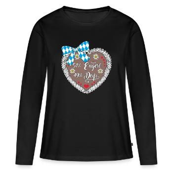 51% Engerl 49% Deifi Lebkuchenherz Damen Trachten - Frauen Premium Bio Langarmshirt - Schwarz - Vorne - Julia (174cm)