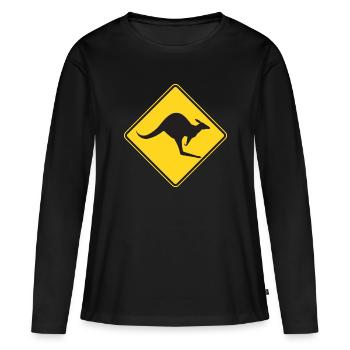 Attention, kangourou! - T-shirt manches longues Premium bio Femme - noir - Devant - Julia (174cm)