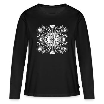 Folklore Muster - Frauen Premium Bio Langarmshirt - Schwarz - Vorne - Julia (174cm)