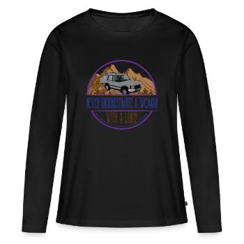 Never Under Estimate a woman with a Landy T-Shirt - Women's Premium Organic Long Sleeve Shirt - black - Front - Julia (174cm)