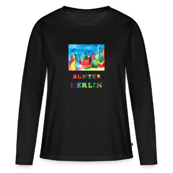 Berlin coloré - croquis aquarelle de monuments de Berlin - T-shirt manches longues Premium bio Femme - noir - Devant - Julia (174cm)