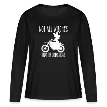 Einige Hexen fahren Motorräder Freche Hexe® - Frauen Premium Bio Langarmshirt - Schwarz - Vorne - Julia (174cm)
