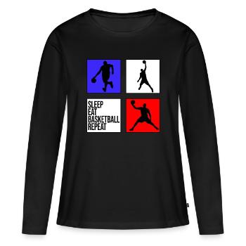 basketball basketball sleep eat basketball repeat - Frauen Premium Bio Langarmshirt - Schwarz - Vorne - Julia (174cm)