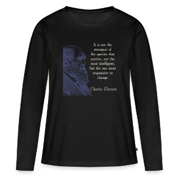 Zitieren Darwin Biologie Evolutionstheorie - Frauen Premium Bio Langarmshirt - Schwarz - Vorne - Julia (174cm)