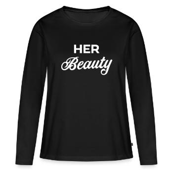 Sa beauté - T-shirt manches longues Premium bio Femme - noir - Devant - Julia (174cm)